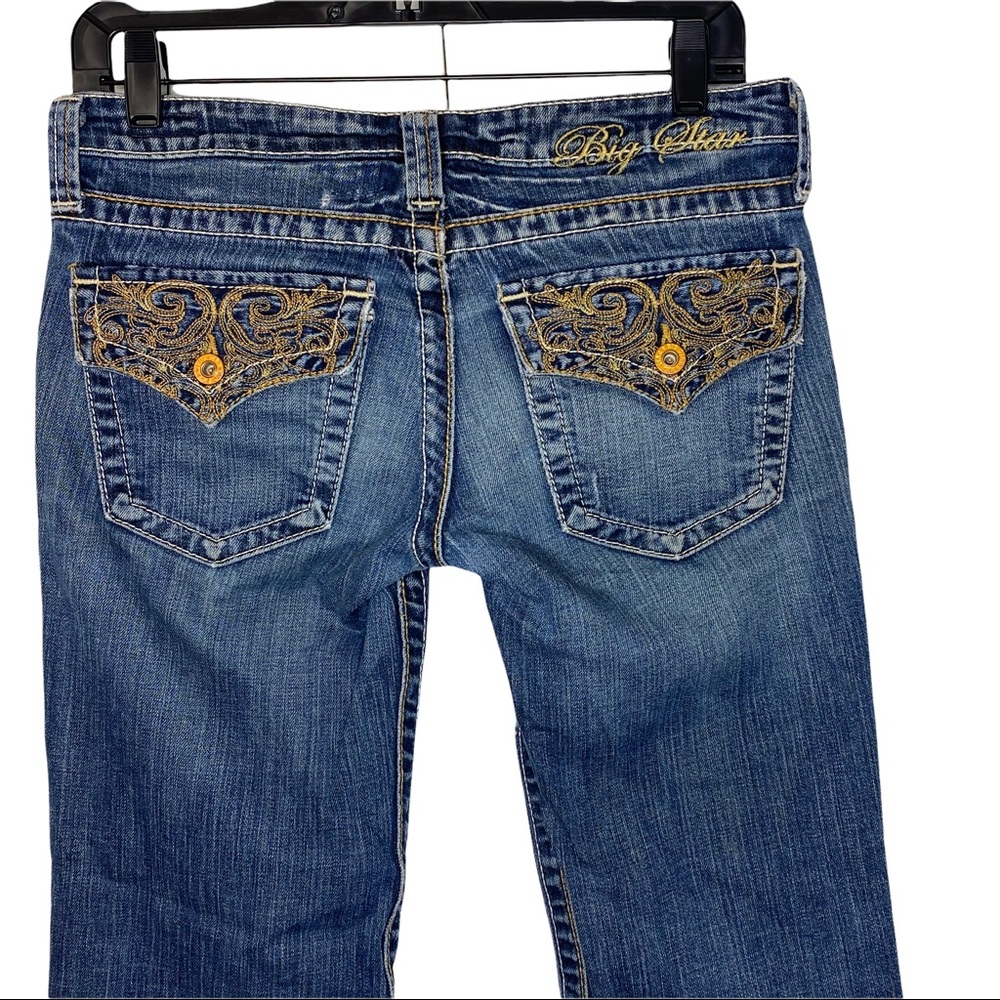 Big Star Casey boot cut jeans 28 regular Gold Thread Flap pockets 30x29 USA - Picture 6 of 13